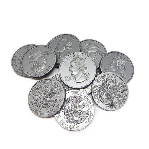  hand2mind Play Money Plastic Coins with Plastic Storage Bin (Pack of 768)