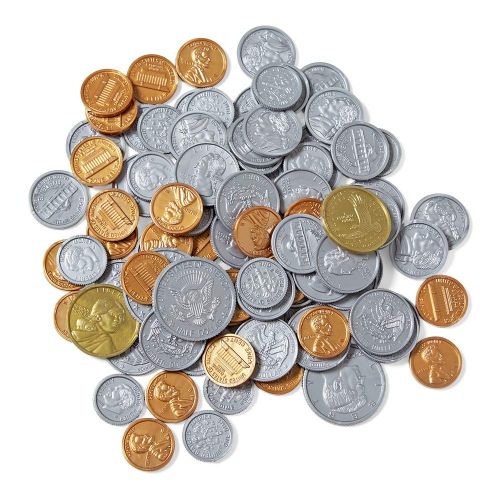  hand2mind Play Money Plastic Coins with Plastic Storage Bin (Pack of 768)