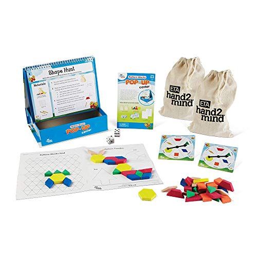  hand2mind Pattern Blocks Pop-Up Learning Activity Center, Math Games For Kids Ages 4-8, Tangrams for Kids, Math Manipulatives, Montessori Materials For Preschool, Kindergarten Home