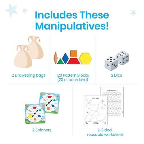  hand2mind Pattern Blocks Pop-Up Learning Activity Center, Math Games For Kids Ages 4-8, Tangrams for Kids, Math Manipulatives, Montessori Materials For Preschool, Kindergarten Home