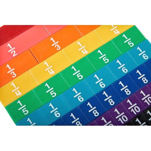  hand2mind Plastic Rainbow Fraction Tiles, Montessori Math Materials for Kids to Learn Fraction Equivalence Math Manipulatives 4th Grade Fraction, Homeschool Supplies (15 Sets of 51