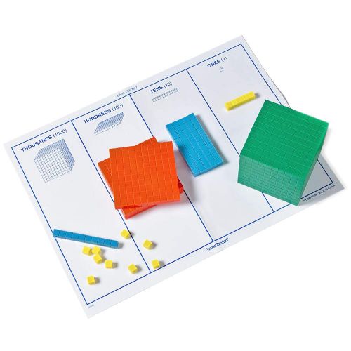  [아마존베스트]hand2mind Plastic Base Ten Blocks for Kids Ages 8-11, Base 10 Units, Rods, Flat, Cube, and Place Value Mat, Learn Place Value, Number Concepts & Counting, Homeschool Math Manipulat