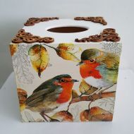 /HandMadeHarmonyArt Autumn Birds Napkins Box- Cover Napkin Box- Kleenex Box- Gift for Mother- Christmas Gift- Unique Gift- Birds Lovers- Office Kleenex Box NEW