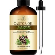 Handcraft Blends Castor Oil with Rosemary and Peppermint Oil in Glass Bottle - 4 Fl Oz - 100% Pure and Natural - Hair Relaxer for Tight Curls - Premium Grade Oil for Hair Growth, Eyelashes, Eyebrows
