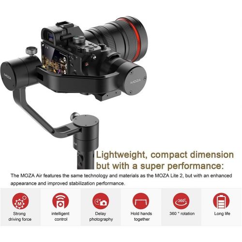  Moza MOZA Air Handheld Gimbal 3-Axis Camera Video Stabilizer Brushless Motors Support Cameras Weights 1.1Lb500g-7Lb3200g for Mirrorless Cameras Sony a7 Series,Nikon D Series