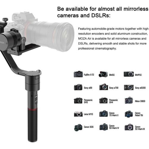  Moza MOZA Air Handheld Gimbal 3-Axis Camera Video Stabilizer Brushless Motors Support Cameras Weights 1.1Lb500g-7Lb3200g for Mirrorless Cameras Sony a7 Series,Nikon D Series