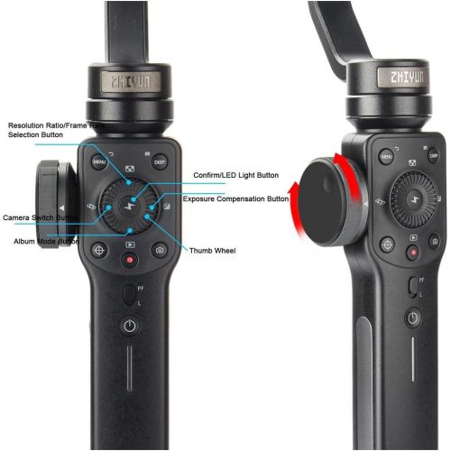  Zhi yun Zhiyun Smooth 4 Smartphone Stabilizer 3 Axis Handheld Gimbal Stabilizer for iphone x 8 7 6plus Samsung Galaxy S8 note 8 GoPro Support Object Tracking,Phonego Mode,Timelapse Expert,