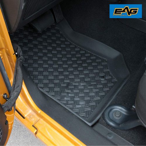  Handles EAG Front Floor Mat Liner All Terrain Black 2PCS Fit for 07-13 Jeep Wrangler JK (2 Door & 4 Door Models)