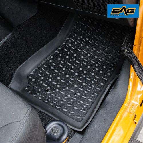  Handles EAG Front Floor Mat Liner All Terrain Black 2PCS Fit for 07-13 Jeep Wrangler JK (2 Door & 4 Door Models)