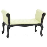 Handley House Dollhouse Miniature Settee (Black with Green Fabric)