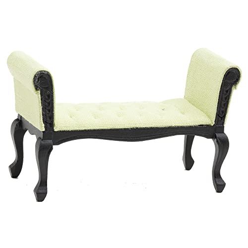  Handley House Dollhouse Miniature Settee (Black with Green Fabric)
