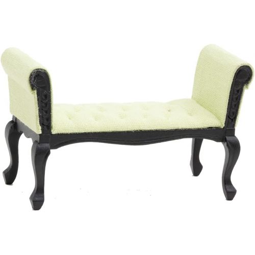  Handley House Dollhouse Miniature Settee (Black with Green Fabric)