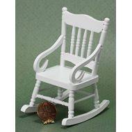 Handley House Dollhouse Miniature White Wood Rocking Chair