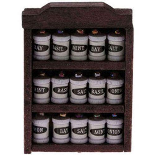 Handley House Dollhouse Miniature Spice Rack w/Spice Jars