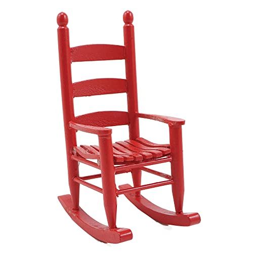  Handley House Dollhouse Miniature Ladder Back Rocking Chair (Red)