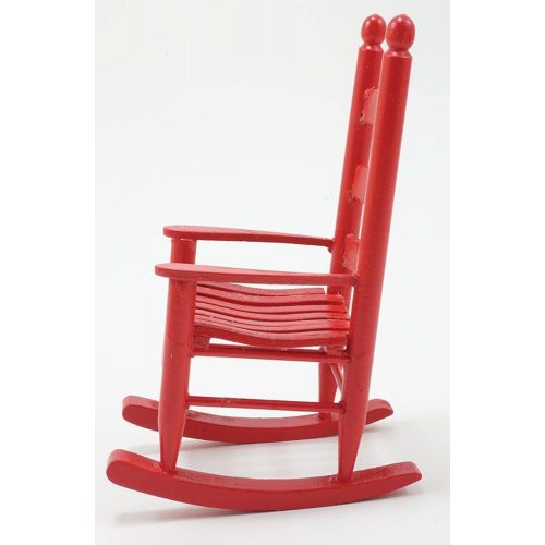  Handley House Dollhouse Miniature Ladder Back Rocking Chair (Red)