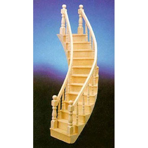  Handley House Dollhouse Miniature Assembled Left-Curve Staircase
