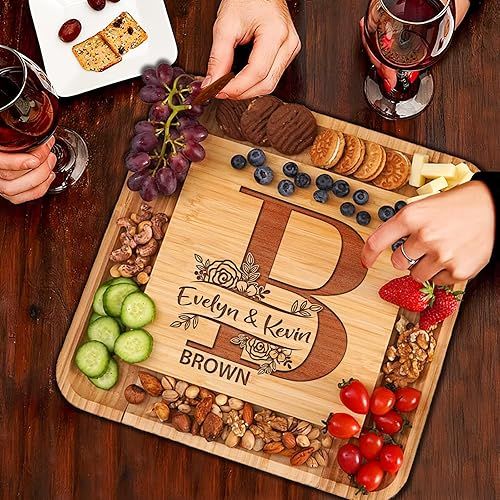  Personalized Charcuterie Board Gifts Set, Custom Large Cheese Board, Charcuterie Board for Wedding, Anniversary, Birthday, Housewarming, Engagement, Party, New Home Gift Couple, Fathers Day, Christmas
