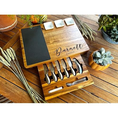  Personalized Charcuterie Board Set/19pcs Cheese Board And Knife Set, Realtor Closing gift, Custom Charcuterie board, Wedding Gift