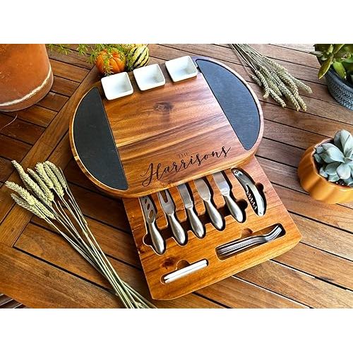  Personalized Charcuterie Board Set/19pcs Cheese Board And Knife Set, Realtor Closing gift, Custom Charcuterie board, Wedding Gift