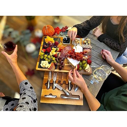  Personalized Charcuterie Board Set/19pcs Cheese Board And Knife Set, Realtor Closing gift, Custom Charcuterie board, Wedding Gift