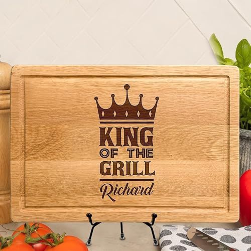  King of the Grill Cutting Board Gift for Father, Father's Day Grilling Gifts, Birthday Gift for Dad, Personalized Cutting Board Gift for Husband, Dad's Birthday Gifts, Anniversary, Christmas