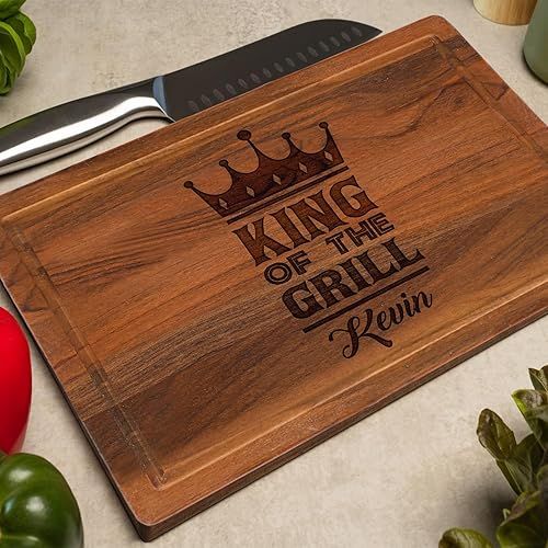  King of the Grill Cutting Board Gift for Father, Father's Day Grilling Gifts, Birthday Gift for Dad, Personalized Cutting Board Gift for Husband, Dad's Birthday Gifts, Anniversary, Christmas