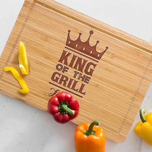  King of the Grill Cutting Board Gift for Father, Father's Day Grilling Gifts, Birthday Gift for Dad, Personalized Cutting Board Gift for Husband, Dad's Birthday Gifts, Anniversary, Christmas