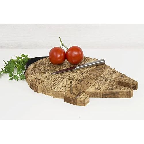  Millennium Falcon Board - Wooden Cutting Board - Engraved Wooden Plate - Rustic Cutting Board - Futuristic Serving Platter - Valentines Gift