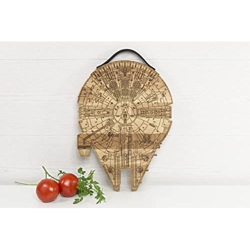  Millennium Falcon Board - Wooden Cutting Board - Engraved Wooden Plate - Rustic Cutting Board - Futuristic Serving Platter - Valentines Gift