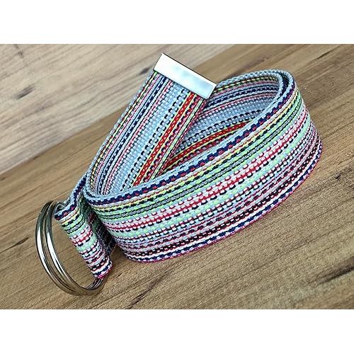  Colorful Unisex Woven Belt, D Ring 1.5