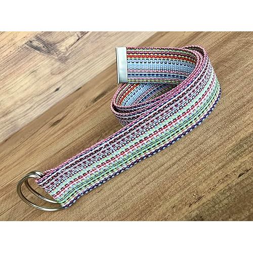  Colorful Unisex Woven Belt, D Ring 1.5