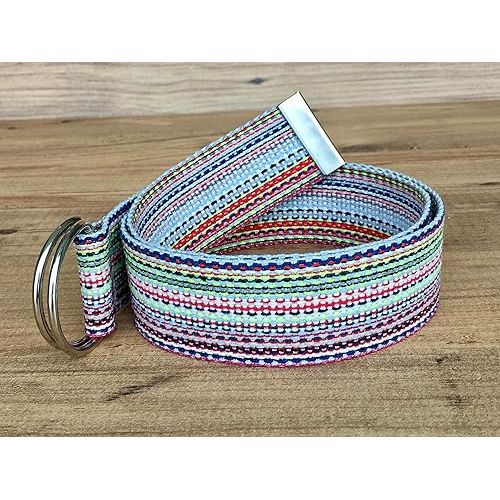  Colorful Unisex Woven Belt, D Ring 1.5