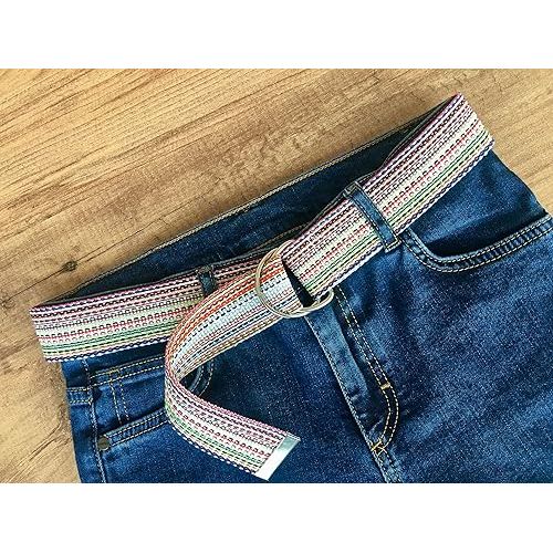  Colorful Unisex Woven Belt, D Ring 1.5