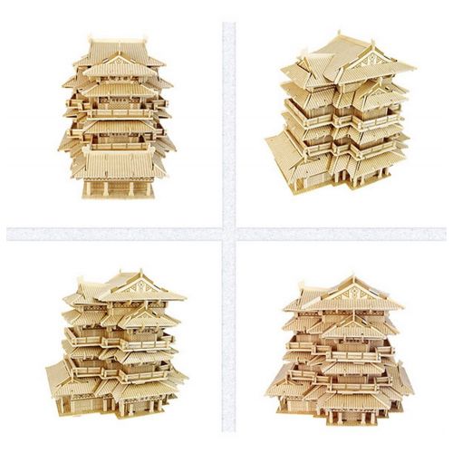  Handmade PANDA SUPERSTORE The Tengwang Pavilion Three-Dimensional Building of Manual Assembly Wooden Model