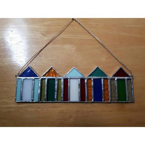  HandmadebyJoolz Beach hut stained glass suncatcher. Beach decor. Coastal decor. Coastal art. Housewarming gift. Beach house decor. Bathroom decor. Seaside