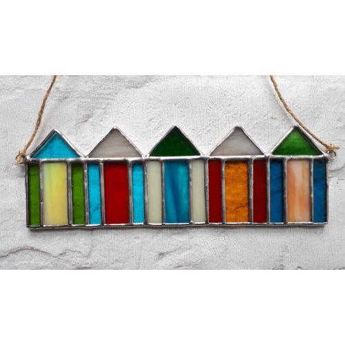  HandmadebyJoolz Beach hut stained glass suncatcher. Beach decor. Coastal decor. Coastal art. Housewarming gift. Beach house decor. Bathroom decor. Seaside