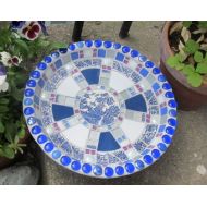 Handmadebyhippo Unique mosaic birdbath for the garden; 35cm diameter; fully waterproofed