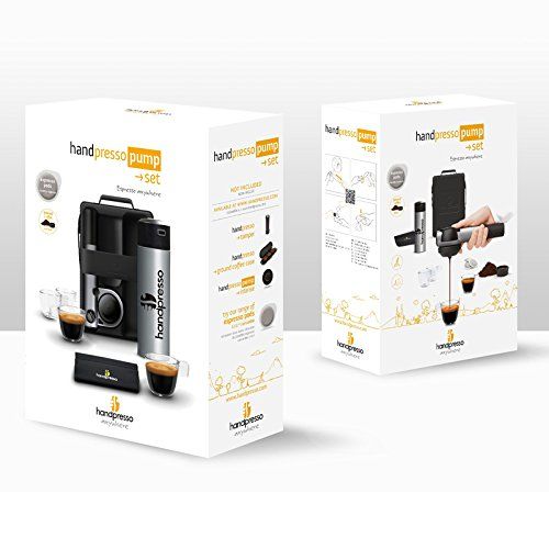  Handpresso Pump Set Silber 48302 Set mit der tragbaren und manuellen Espressomaschine fuer ESE-Pads oder gemahlenen Kaffee