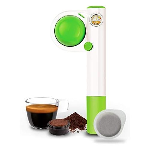  [아마존베스트]Handpresso - Handpresso Pump Pop Green 48269 Espresso Machine, Portable, Manual and Travel, Pod Coffee Machine ESE or Ground Coffee