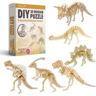 Hands Craft DIY 3D Wooden Puzzle ? 6 Assorted Dinosaur Bundle Pack Set Brain Teaser Puzzles Educational STEM Toy Adults and Kids to Build Safe and Non-Toxic Easy Punch Out Premium Wood JP2B1
