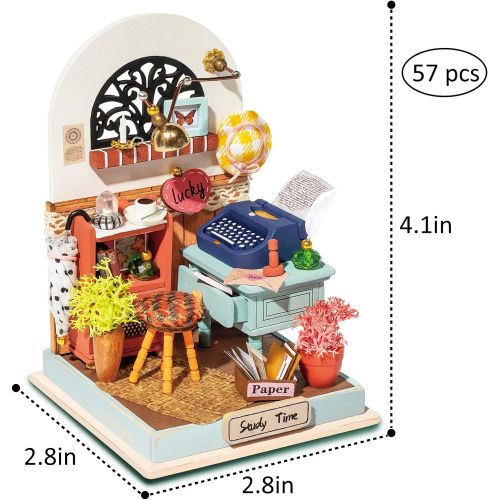  Hands Craft DIY Miniature House Kit Record Mood Study to Build for Adults and Teens. Beautiful Study Room, Cute Display, Cute Interior, Table, Complete Crafting Kit (DS017)