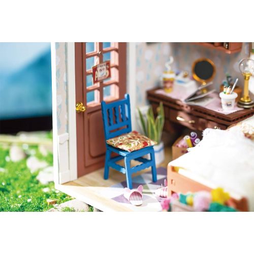  Hands Craft DIY Miniature Dollhouse Kit 3D Model Craft Kit Pre Cut Pieces LED Lights 1:24 Scale Adult Teen Mrs. Charlies Dining Room (DGM09)