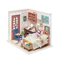 Hands Craft DIY Miniature Dollhouse Kit 3D Model Craft Kit Pre Cut Pieces LED Lights 1:24 Scale Adult Teen Anne’s Bedroom (DGM08)