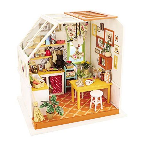  Hands Craft DIY Miniature Dollhouse Kit 3D Model Craft Kit Pre Cut Pieces LED Lights 1:24 Scale Adult Teen Jasons Kitchen (DG105)