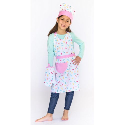  Handstand Kitchen Childs Sprinkles 100% Cotton Apron, Mitt and Chefs Hat Gift Set: Kitchen & Dining