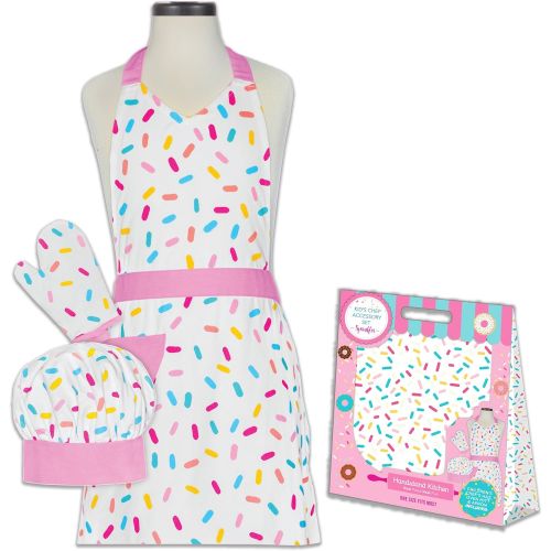  Handstand Kitchen Childs Sprinkles 100% Cotton Apron, Mitt and Chefs Hat Gift Set: Kitchen & Dining