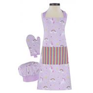 Handstand Kitchen Childs Rainbows and Unicorns 100% Cotton Apron, Mitt and Chefs Hat Gift Set: Kitchen & Dining