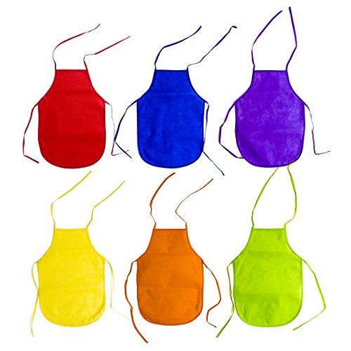  [아마존베스트]Handy Basics Childrens Artists Fabric Aprons Non-Mess - Kitchen, Classroom, Community Event, Crafts & Art Painting Activity. Safe Clean 12 Pack Assorted Colors