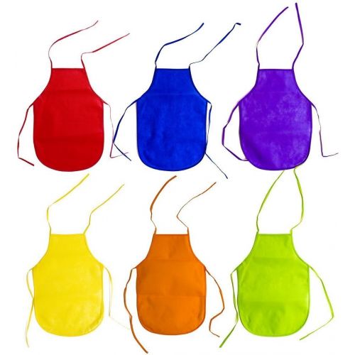  [아마존베스트]Handy Basics Childrens Artists Fabric Aprons Non-Mess - Kitchen, Classroom, Community Event, Crafts & Art Painting Activity. Safe Clean 12 Pack Assorted Colors